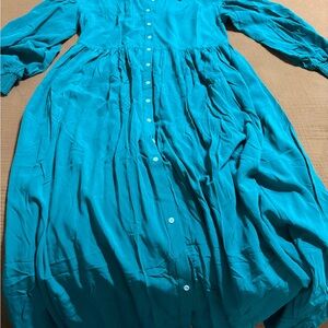 Chic Teal Long Sleeve Maxi Dress